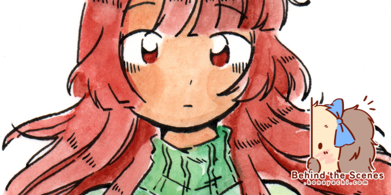 2674. Red hair ink + watercolour doodle