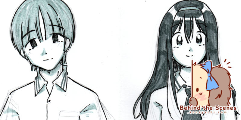 2963. Sky and Yumiel's school portraits (ink lineart + marker accent + timelapse video)